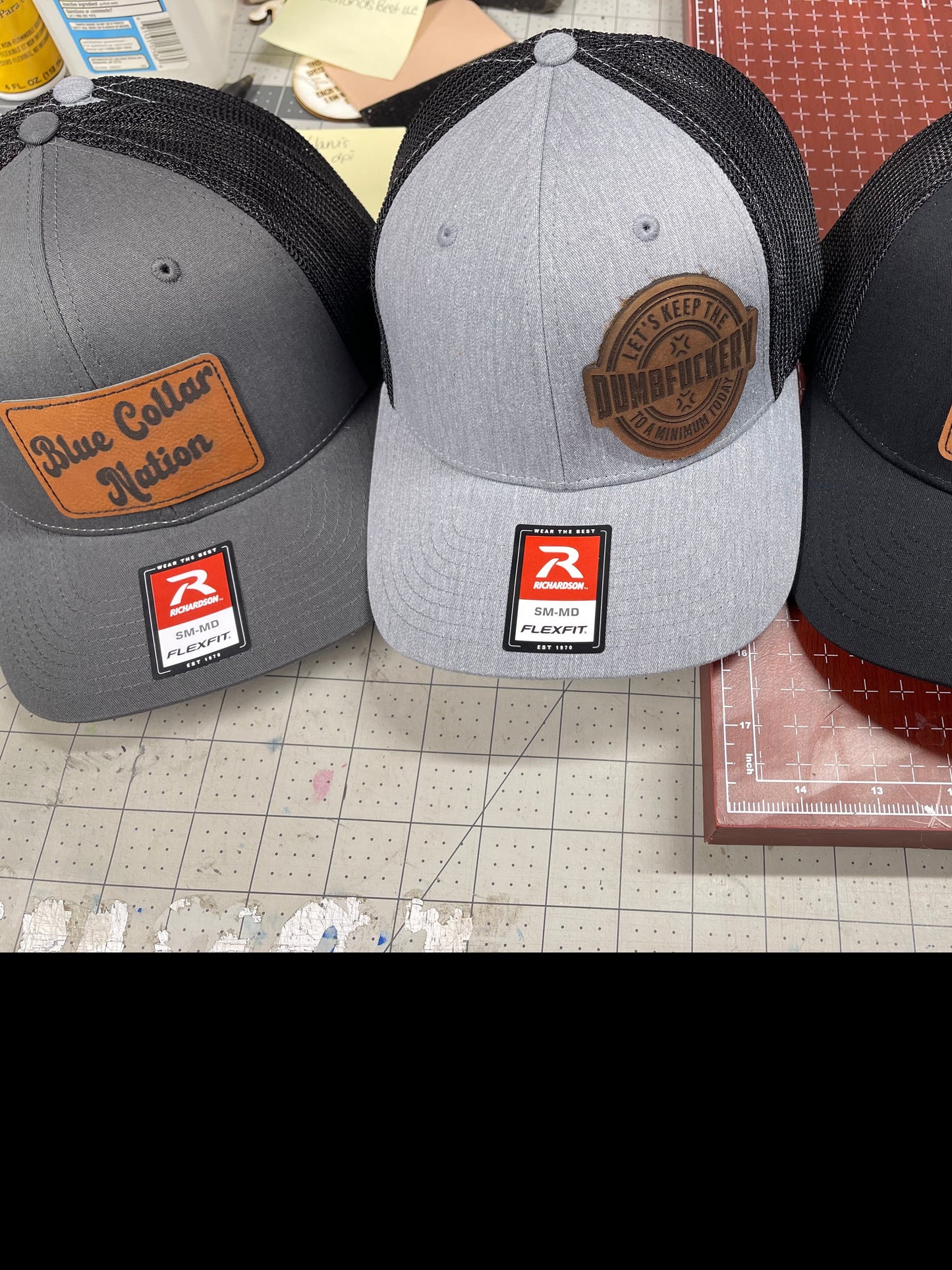 Laser engraved leather patch/hat