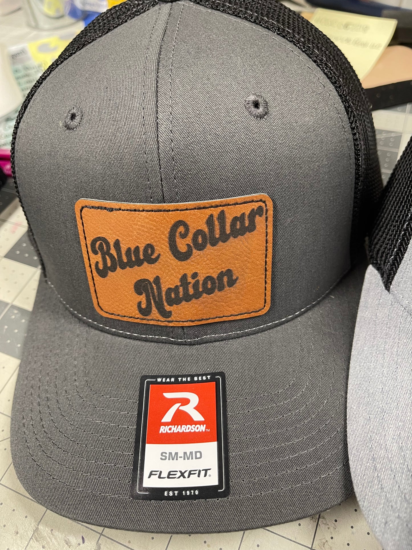 Laser engraved leather patch/hat