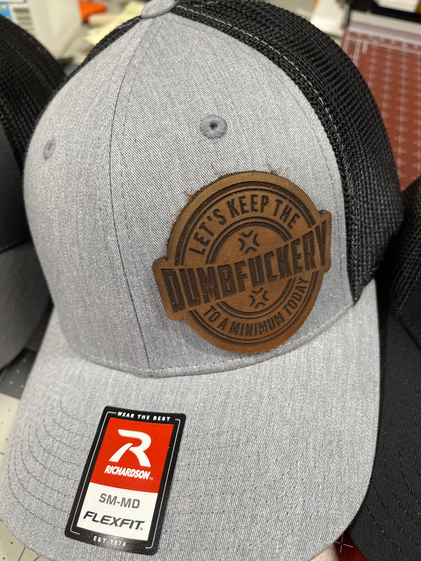 Laser engraved leather patch/hat
