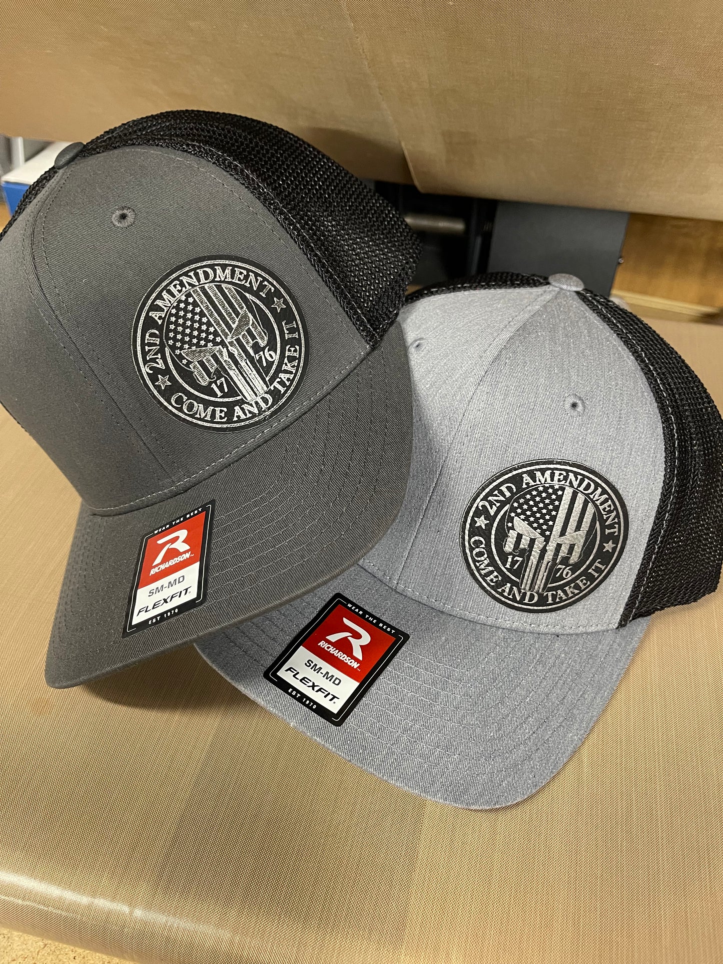 Laser engraved leather patch/hat