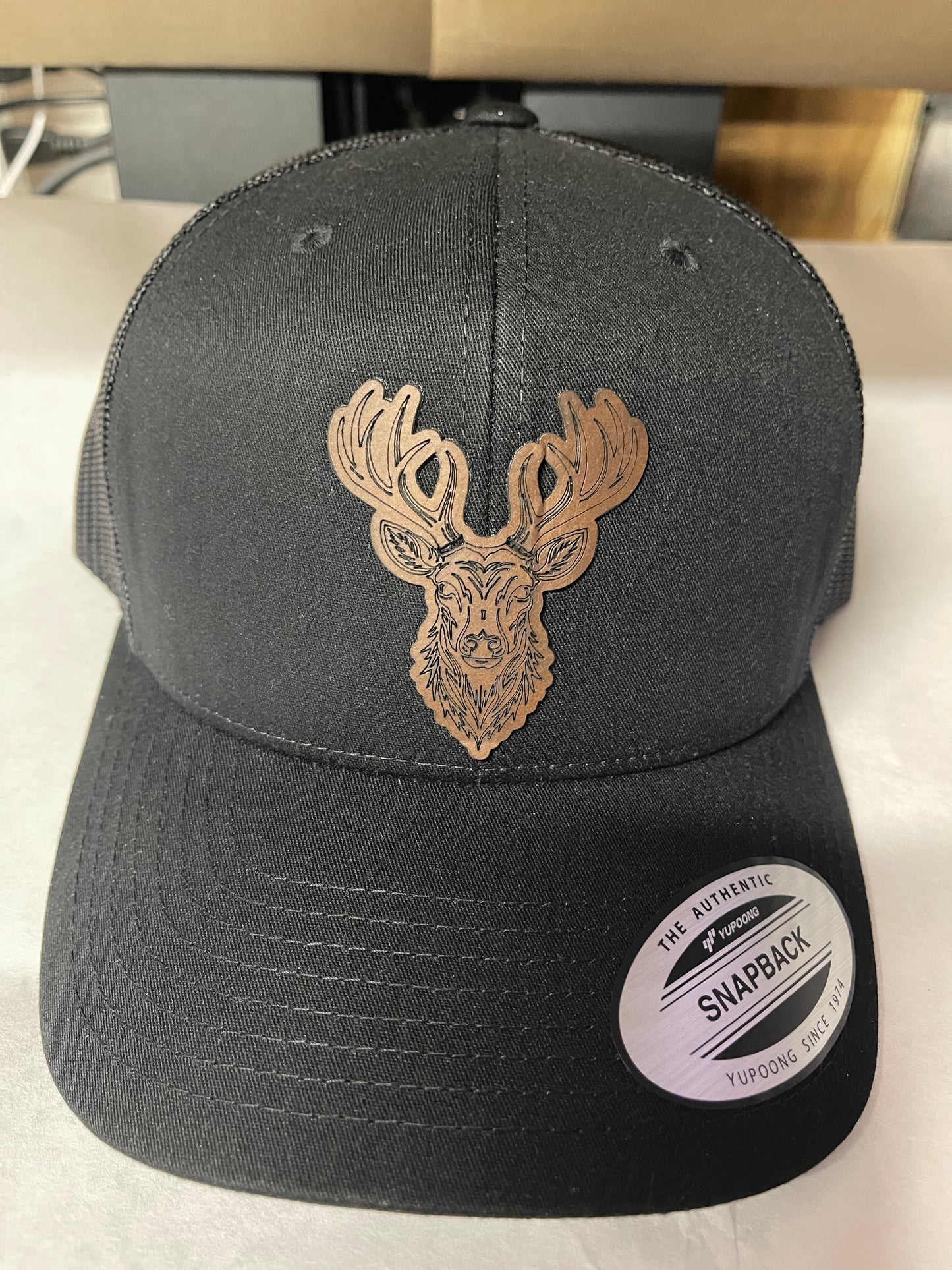 Laser engraved leather patch/hat