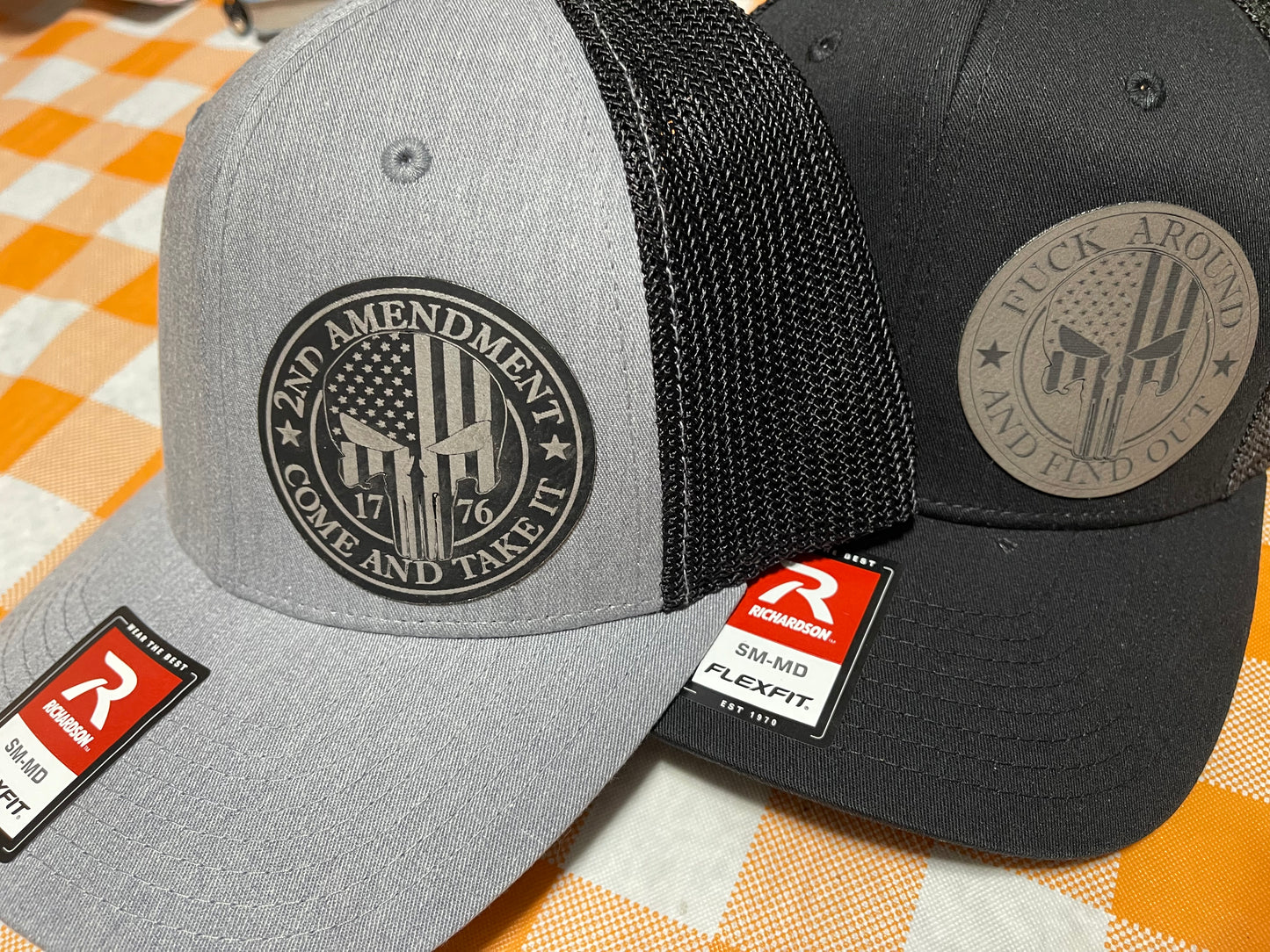 Laser engraved leather patch/hat