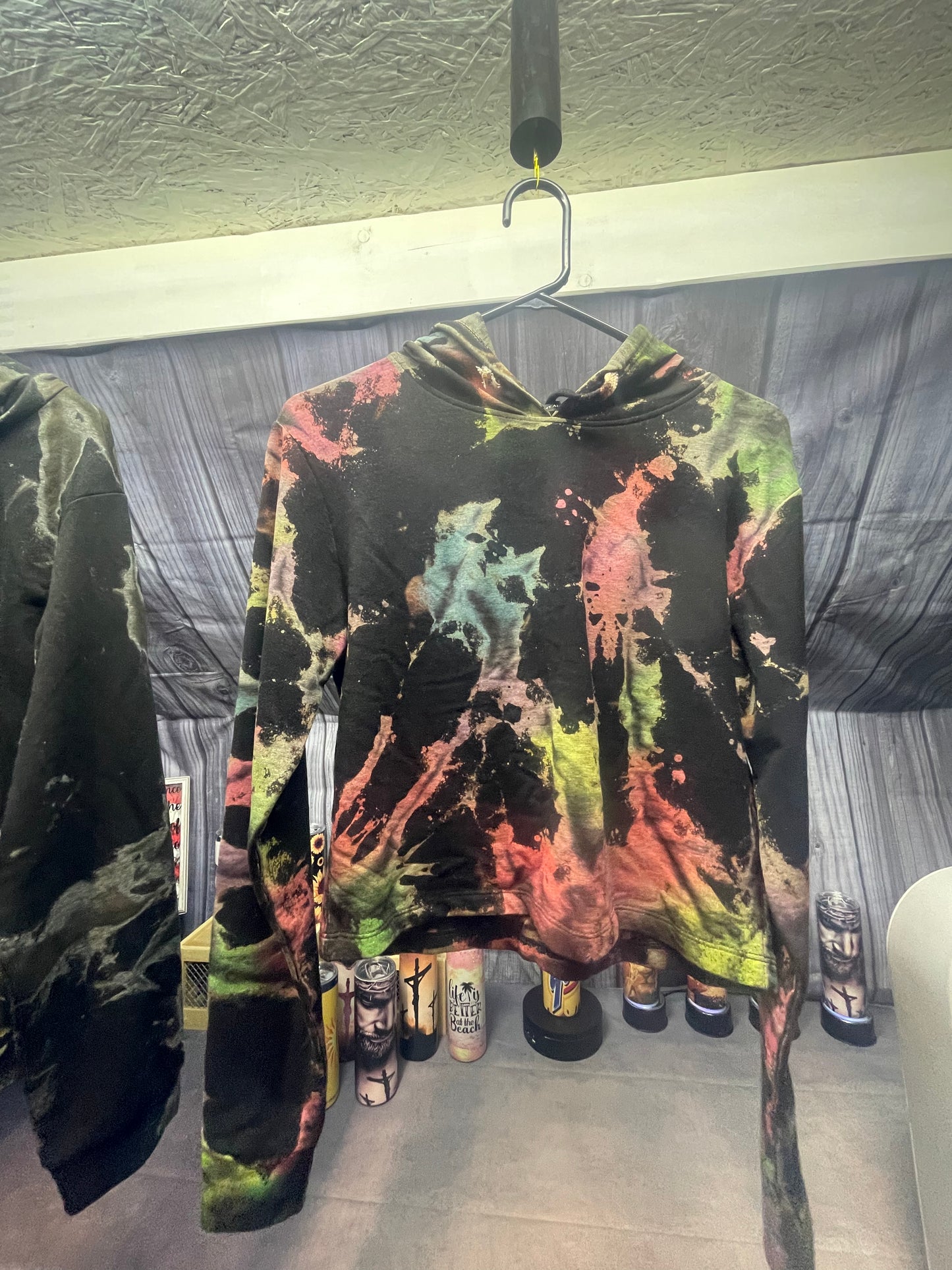 Reverse Tie Dye Cropped Hoodie